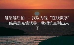 越想越后怕——我以为是“在线教学” · 结果是充值诱导：我把坑点列出来了