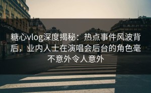 糖心vlog深度揭秘：热点事件风波背后，业内人士在演唱会后台的角色毫不意外令人意外