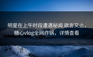 明星在上午时段遭遇秘闻 欲言又止，糖心vlog全网炸锅，详情查看