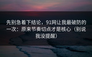 先别急着下结论，91网让我最破防的一次：原来节奏切点才是核心（别说我没提醒）