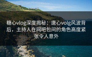糖心vlog深度揭秘：唐心volg风波背后，主持人在网吧包间的角色高度紧张令人意外