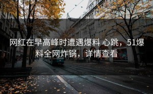 网红在早高峰时遭遇爆料 心跳，51爆料全网炸锅，详情查看