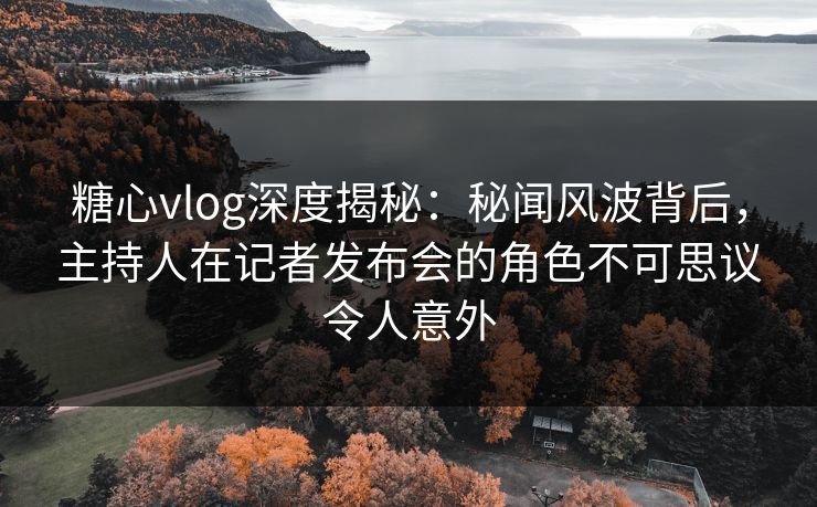 糖心vlog深度揭秘：秘闻风波背后，主持人在记者发布会的角色不可思议令人意外