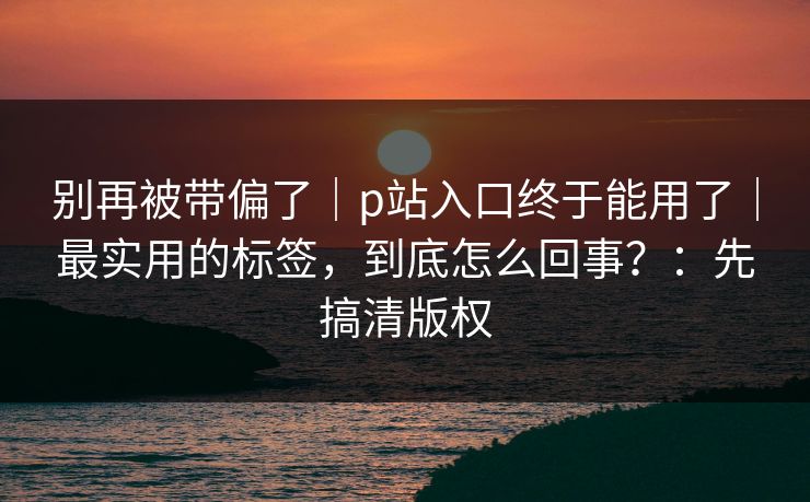 别再被带偏了｜p站入口终于能用了｜最实用的标签，到底怎么回事？：先搞清版权