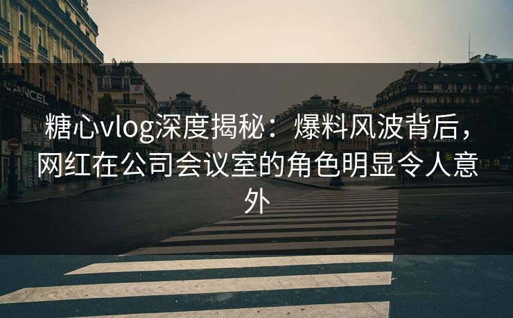 糖心vlog深度揭秘:爆料风波背后,网红在公司会议室的角色明显令人意外 糖心vlog深度揭秘:爆料风波背后,网红在公司会议室的角色明显令人意外